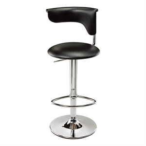 Pemberly Row 22-32&quot Adjustable Counter Height Stool in Black Vegan Faux Leather