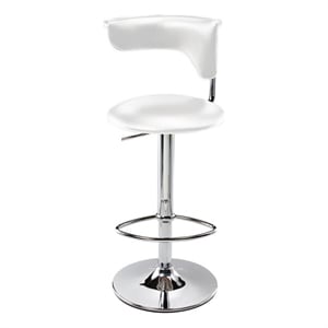 Pemberly Row 22-32&quot Adjustable Counter Height Stool in White Vegan Faux Leather