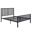 Pemberly Row Full Bed with Slatted Metal Frame in Oak Brown and Black MDF Wood