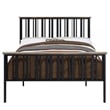 Pemberly Row Full Bed with Slatted Metal Frame in Oak Brown and Black MDF Wood