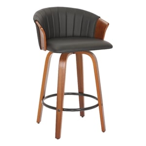 Pemberly Row 26&quot Counter Height Chair Set of 2 with Curved Back in Black & Brown