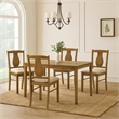 Pemberly Row 5 Piece Dining Table Set with 4 Chairs in Weathered Oak Rubberwood