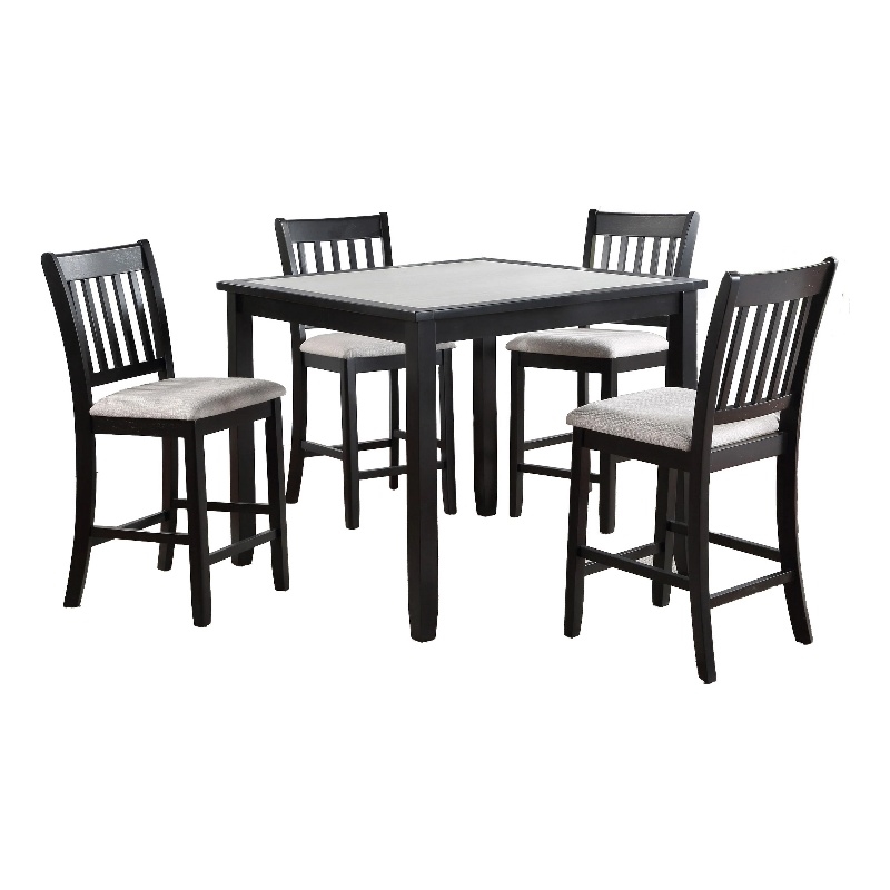 Pemberly Row 5 Pc Counter Height Dining Table and Chairs Set in Black and White