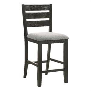 Pemberly Row 24&quot Counter Height Chair 2Pc with Wheat Cushion Seat in Black Wood