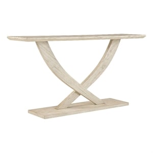 Pemberly Row 57&quot Console Table w/ Cross Leg Design & Pedestal Base in Whitewash