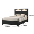 Pemberly Row Queen Size Bed with Lighted Headboard and Shelves in Black