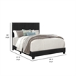 Pemberly Row Full Size Bed w/ Nailhead Trim Upholstered Headboard in Black Wood