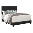 Pemberly Row Full Size Bed w/ Nailhead Trim Upholstered Headboard in Black Wood