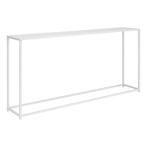 Pemberly Row 56&quot Console Table with Rectangular Top in White Finish Metal Frame