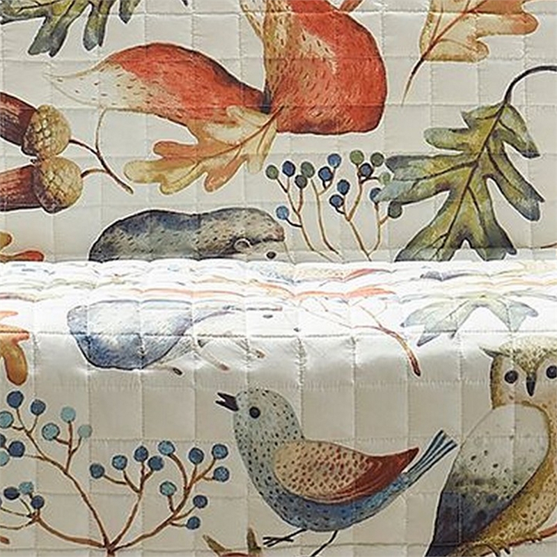 Pemberly Row Sofa Cover Furniture Protector w/ Owl/Songbird Print in Multicolor