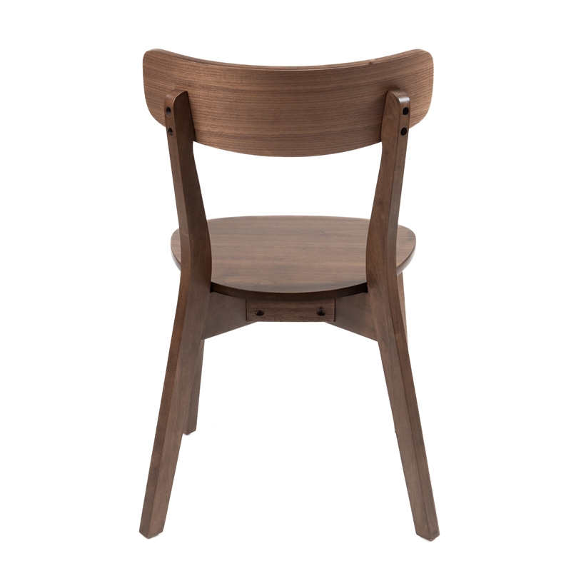 Pemberly Row Dining Side Chair Set of 2 in Walnut Brown Rubberwood