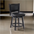 Pemberly Row Swivel Counter Height Stool Chair in Black w/ Nailhead Faux Leather