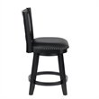 Pemberly Row Swivel Counter Height Stool Chair in Black w/ Nailhead Faux Leather