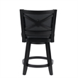 Pemberly Row Swivel Counter Height Stool Chair in Black w/ Nailhead Faux Leather