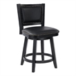 Pemberly Row Swivel Counter Height Stool Chair in Black w/ Nailhead Faux Leather