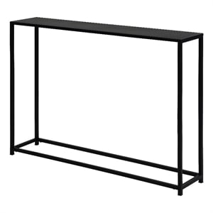 Pemberly Row 38&quot Console Sofa Table with Top in Modern Black Metal Frame