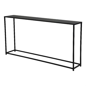 Pemberly Row 56&quot Console Sofa Table with Top in Modern Black Metal Frame