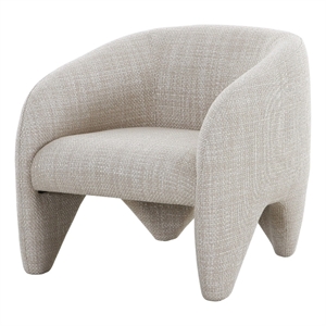 Pemberly Row 30&quot Chair with Curved Design in Beige Polyester Blend Upholstery