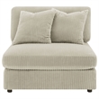 Pemberly Row Modular Armless Sofa Chair with 2 Accent Pillows in Beige Corduroy