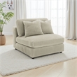 Pemberly Row Modular Armless Sofa Chair with 2 Accent Pillows in Beige Corduroy