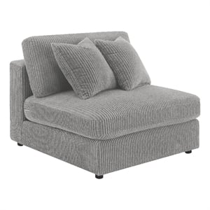 Pemberly Row Modular Armless Sofa Chair with 2 Accent Pillows in Gray Corduroy
