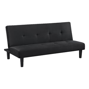 Pemberly Row 65&quot Futon Convertible Sofa Bed Sleeper Couch - Black Fabric w/ Foam
