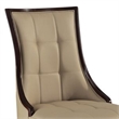 Pemberly Row Dining Chair 2Pc in Tufted Tan Faux Leather with Brown Wood Frame