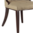 Pemberly Row Dining Chair 2Pc in Tufted Tan Faux Leather with Brown Wood Frame