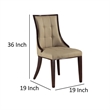 Pemberly Row Dining Chair 2Pc in Tufted Tan Faux Leather with Brown Wood Frame