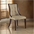 Pemberly Row Dining Chair 2Pc in Tufted Tan Faux Leather with Brown Wood Frame