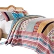 Pemberly Row 3 Pc King Bedspread & Pillow Sham Set in Red Blue Bohemian Stripes
