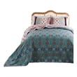 Pemberly Row 3 Pc King Bedspread & Pillow Sham Set in Red Blue Bohemian Stripes