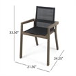 Pemberly Row Outdoor Dining Chair 2Pc in Gray Mesh with Brown Acacia Wood Frame