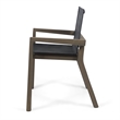 Pemberly Row Outdoor Dining Chair 2Pc in Gray Mesh with Brown Acacia Wood Frame