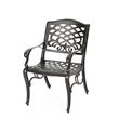 Pemberly Row Outdoor Armchair Set of 2 in Bronze Cast Aluminium w/ Lattice Back