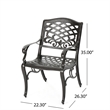 Pemberly Row Outdoor Armchair Set of 2 in Bronze Cast Aluminium w/ Lattice Back