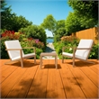 Pemberly Row 3Pc Outdoor Patio Table Set w/ 2 Chairs in Brown Acacia Wood Cream
