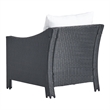 Pemberly Row Outdoor Armchair Set of 2 in White Fabric w/ Gray PE Rattan & Iron