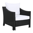Pemberly Row Outdoor Armchair Set of 2 in White Fabric w/ Gray PE Rattan & Iron