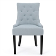 Pemberly Row Dining Chair 2Pc in Blue Button Tufted Fabric with Espresso Wood