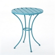 Pemberly Row 3Pc Outdoor Bistro Table Set w/ 2 Chairs in Teal Blue Slatted Iron