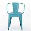 Pemberly Row 3Pc Outdoor Bistro Table Set w/ 2 Chairs in Teal Blue Slatted Iron