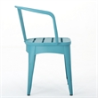 Pemberly Row 3Pc Outdoor Bistro Table Set w/ 2 Chairs in Teal Blue Slatted Iron