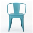 Pemberly Row 3Pc Outdoor Bistro Table Set w/ 2 Chairs in Teal Blue Slatted Iron