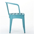 Pemberly Row 3Pc Outdoor Bistro Table Set w/ 2 Chairs in Teal Blue Slatted Iron