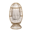 Pemberly Row Egg Shaped Outdoor Swivel Accent Chair with Cushion and Iron Frame