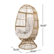 Pemberly Row Egg Shaped Outdoor Swivel Accent Chair with Cushion and Iron Frame