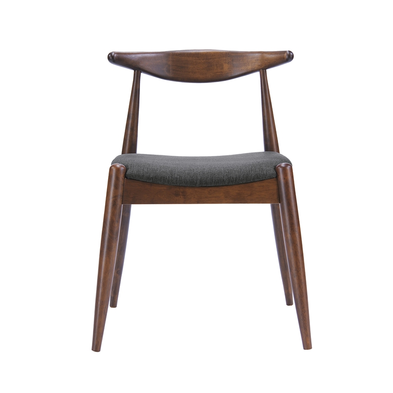 Pemberly Row Dining Side Chair Set of 2 w/ Open Curved Back in Brown & Gray Seat