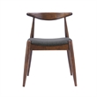 Pemberly Row Dining Side Chair Set of 2 w/ Open Curved Back in Brown & Gray Seat