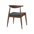 Pemberly Row Dining Side Chair Set of 2 w/ Open Curved Back in Brown & Gray Seat